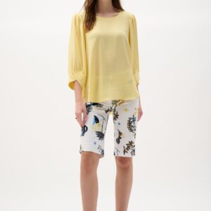 Woven Gauze Trapeze Top With Puff Sleeves | Mellow Yellow