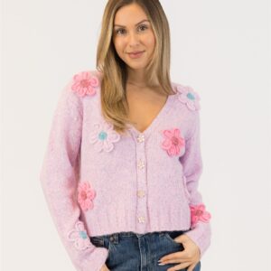 Kailie Flower Cardigan | Pink/Purple