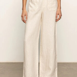 THE LINEN MARINE WIDE LEG SEMI-HIGH RISE PANT | BIRCH