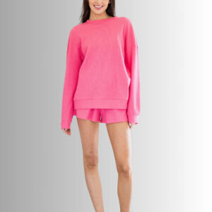 EVERYDAY WAFFLE SHORT SET | HOT PINK